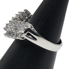 Pt900 プラチナ ダイヤ1.05ct V字 リング 指輪 レディース 9.5号 【中古】