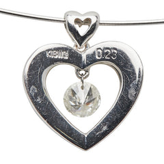 K18WG ホワイトゴールド ダイヤ0.23ct ハート モチーフ ネックレス レディース 【中古】