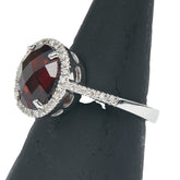 ノーブランド K18WG ホワイトゴールド ガーネット ダイヤ0.18ct リング 指輪 レディース no brand 11号 【中古】