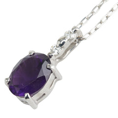 ノーブランド K18WG ホワイトゴールド アメジスト4.24ct ダイヤ0.04ct ペンダントネックレス レディース no brand 【中古】