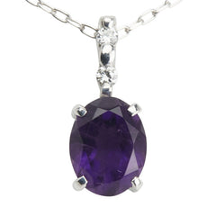 ノーブランド K18WG ホワイトゴールド アメジスト4.24ct ダイヤ0.04ct ペンダントネックレス レディース no brand 【中古】