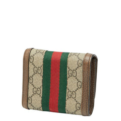 グッチ GGスプリーム オフィディア 三つ折り財布 523174 ベージュ ブラウン PVC レザー レディース GUCCI 【中古】