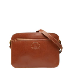 グッチ ロゴ ショルダーバッグ 001 256 0609 ブラウン レザー レディース GUCCI 【中古】