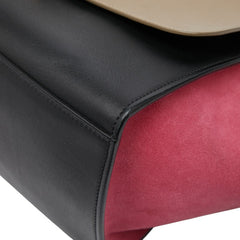 セリーヌ トラペーズ スモール トリコロール ハンドバッグ ショルダーバッグ 2WAY ブラック マルチカラー レザー スウェード レディース CELINE 【中古】