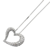 K14WG ホワイトゴールド ダイヤ0.50ct ハート モチーフ ベネチアンチェーン ネックレス レディース 【中古】