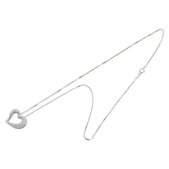K14WG ホワイトゴールド ダイヤ0.50ct ハート モチーフ ベネチアンチェーン ネックレス レディース 【中古】