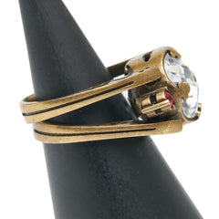 ディオール リング 指輪 #M ゴールド レッド メッキ ラインストーン レディース Dior 【中古】