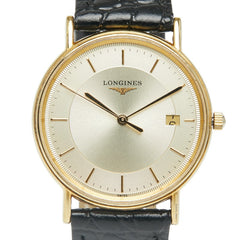 ロンジン グランドクラシック 腕時計 L4.720.2 クオーツ ゴールド文字盤 ステンレススチール レザー メンズ LONGINES 【中古】