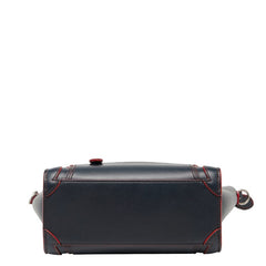 セリーヌ ラゲージ ナノショッパー ハンドバッグ ネイビー レッド レザー レディース CELINE 【中古】