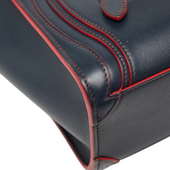 セリーヌ ラゲージ ナノショッパー ハンドバッグ ネイビー レッド レザー レディース CELINE 【中古】