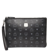 エム シー エム ヴィセトス リストレット ジップポーチ クラッチバッグ ブラック PVC レザー レディース MCM 【中古】