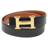 エルメス コンスタンス Hベルト リバーシブル ベルト サイズ:65 ブラック ブラウン ボックスカーフ クシュベル レディース HERMES 【中古】