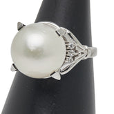 Pt900 プラチナ 白蝶真珠12.7mm ダイヤ0.06ct リング 指輪 レディース 12.5号 【中古】