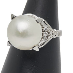 Pt900 プラチナ 白蝶真珠12.7mm ダイヤ0.06ct リング 指輪 レディース 12.5号 【中古】