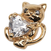 K10YG イエローゴールド キュービックジルコニア ダイヤ キャット ネコ 猫 モチーフ ペンダントトップ レディース 【中古】