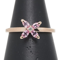 K10PG ピンクゴールド ピンクサファイア キュービックジルコニア 花 フラワーモチーフ リング 指輪 レディース 12.5号 【中古】