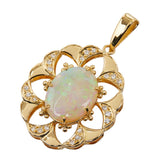 K18YG イエローゴールド オパール3.15ct ダイヤ0.21ct ペンダントトップ レディース 【中古】