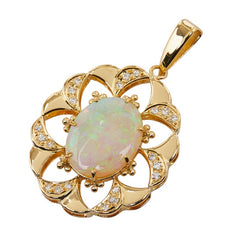 K18YG イエローゴールド オパール3.15ct ダイヤ0.21ct ペンダントトップ レディース 【中古】