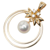 タサキ K18YG イエローゴールド アコヤパール7.5mm ダイヤ0.07ct ペンダントトップ レディース TASAKI 【中古】