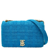 バーバリー TBロゴ ローラ チェーン ショルダーバッグ ブルー パイル レディース BURBERRY 【中古】