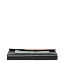 セリーヌ ポケット トライフォールデッド チェーン ウォレット ショルダーバッグ ブラック オレンジ グレー レザー レディース CELINE 【中古】