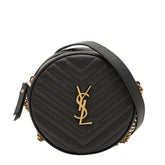 サンローラン YSLロゴ ヴィニル チェーン ショルダーバッグ ブラック レザー レディース SAINT LAURENT 【中古】