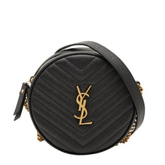 サンローラン YSLロゴ ヴィニル チェーン ショルダーバッグ ブラック レザー レディース SAINT LAURENT 【中古】