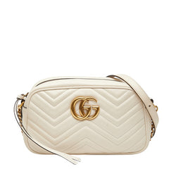 グッチ GGマーモント 斜め掛け チェーン ショルダーバッグ 447632 ホワイト レザー レディース GUCCI 【中古】