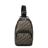 ディオール オブリーク トロッター 斜め掛け ボディバッグ ショルダーバッグ ベージュ ブラック キャンバス レザー メンズ Dior 【中古】