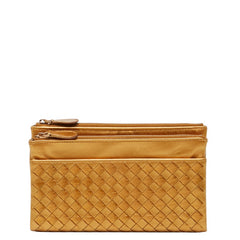 ボッテガヴェネタ イントレチャート 長財布 二つ折り財布 ゴールド レザー レディース BOTTEGAVENETA 【中古】