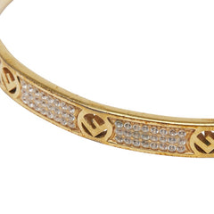 フェンディ エフイズ ラインストーン ブレスレット サイズ:S ゴールド メッキ レディース FENDI 【中古】