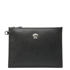 ヴェルサーチェ メデューサ クラッチバッグ ブラック PVC レザー レディース VERSACE 【中古】