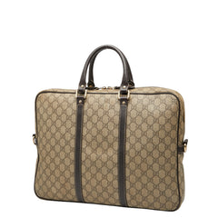 グッチ GGスプリーム ビジネスバッグ 201480 ベージュ ブラウン PVC レザー メンズ GUCCI 【中古】