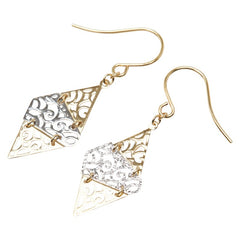 K18YG イエローゴールド K18WG ホワイトゴールド ひし形 フック ピアス レディース 【中古】