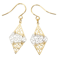 K18YG イエローゴールド K18WG ホワイトゴールド ひし形 フック ピアス レディース 【中古】