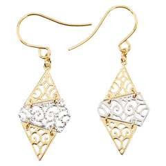 K18YG イエローゴールド K18WG ホワイトゴールド ひし形 フック ピアス レディース 【中古】