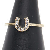 K10YG イエローゴールド キュービックジルコニア 馬蹄 モチーフ リング 指輪 レディース 11.5号 【中古】