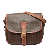 セリーヌ マカダム ショルダーバッグ ブラウン PVC レザー レディース CELINE 【中古】