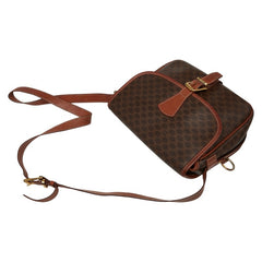 セリーヌ マカダム ショルダーバッグ ブラウン PVC レザー レディース CELINE 【中古】