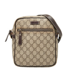 グッチ GGスプリーム 斜め掛け ショルダーバッグ 233268 ベージュ ブラウン PVC レザー レディース GUCCI 【中古】