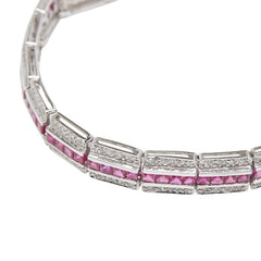 K14WG ホワイトゴールド ルビー6.70ct ダイヤ1.00ct ブレスレット レディース 【中古】