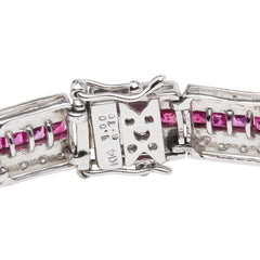K14WG ホワイトゴールド ルビー6.70ct ダイヤ1.00ct ブレスレット レディース 【中古】