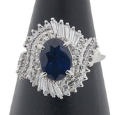 Pt900 プラチナ サファイア1.55ct ダイヤ0.65ct リング 指輪 レディース 11.5号 【中古】