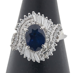 Pt900 プラチナ サファイア1.55ct ダイヤ0.65ct リング 指輪 レディース 11.5号 【中古】