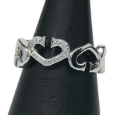 K18WG ホワイトゴールド ダイヤ Cハート 750 リング 指輪 レディース 15号 【中古】