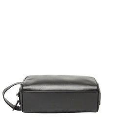 コーチ ロゴ セカンドバッグ ポーチ ブラック レザー レディース COACH 【中古】