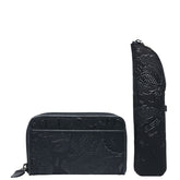 印傳屋 キャレー シリーズ コインケース ペンケース セット ブラック レザー レディース INDENYA 【中古】