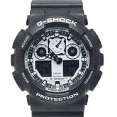 カシオ G-SHOCK 腕時計 GA-100BW-1A クオーツ ホワイト文字盤 ステンレススチール 樹脂系 メンズ CASIO 【中古】