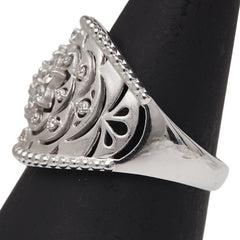 K18WG ホワイトゴールド ダイヤ0.30ct 花 フラワー モチーフ リング 指輪 レディース 15号 【中古】