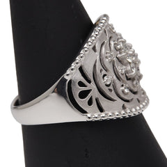 K18WG ホワイトゴールド ダイヤ0.30ct 花 フラワー モチーフ リング 指輪 レディース 15号 【中古】